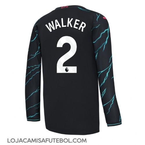 Camisa de Futebol Manchester City Kyle Walker #2 Equipamento Alternativo 2023-24 Manga Comprida